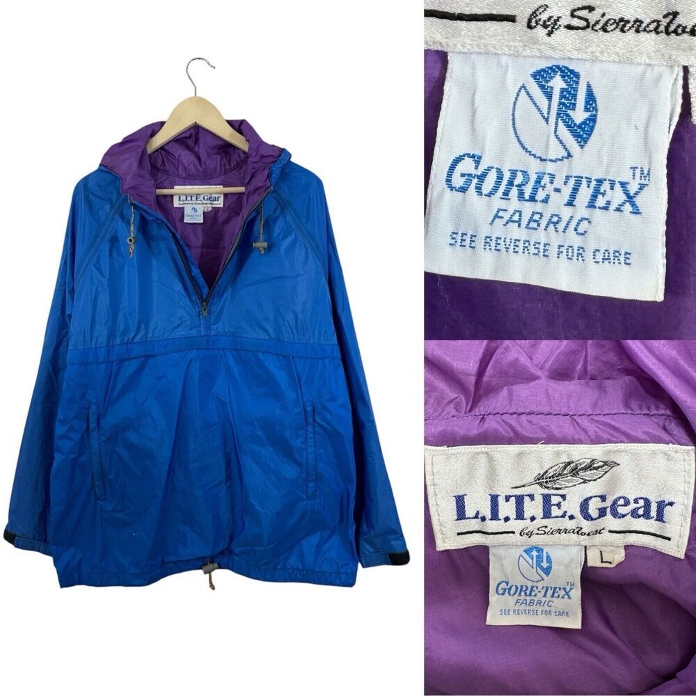 Vintage L.I.T.E. Gear Large Gortex Jacket Lightweight Pullover Blue Mens